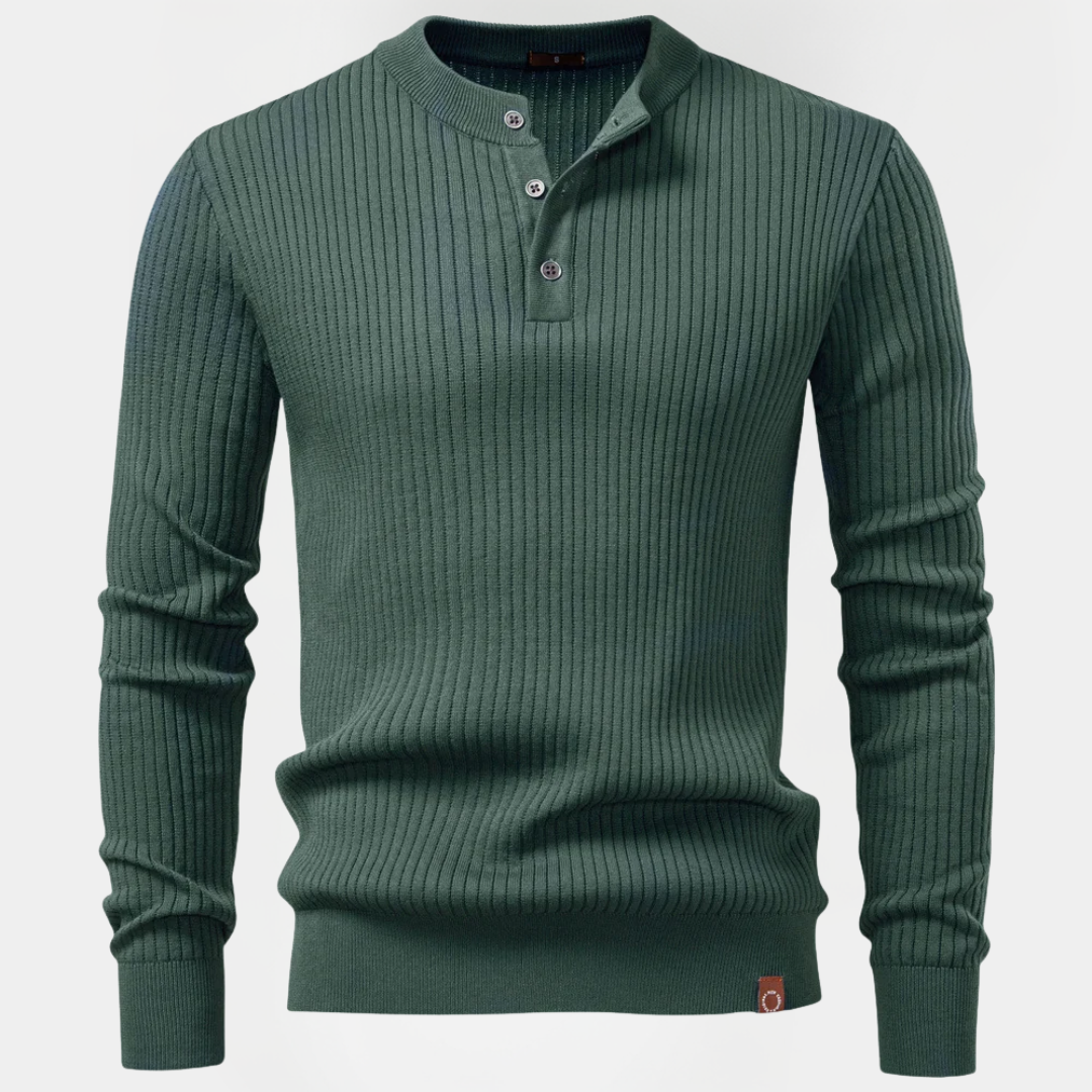 Landon | Ribbed Henley Sweater