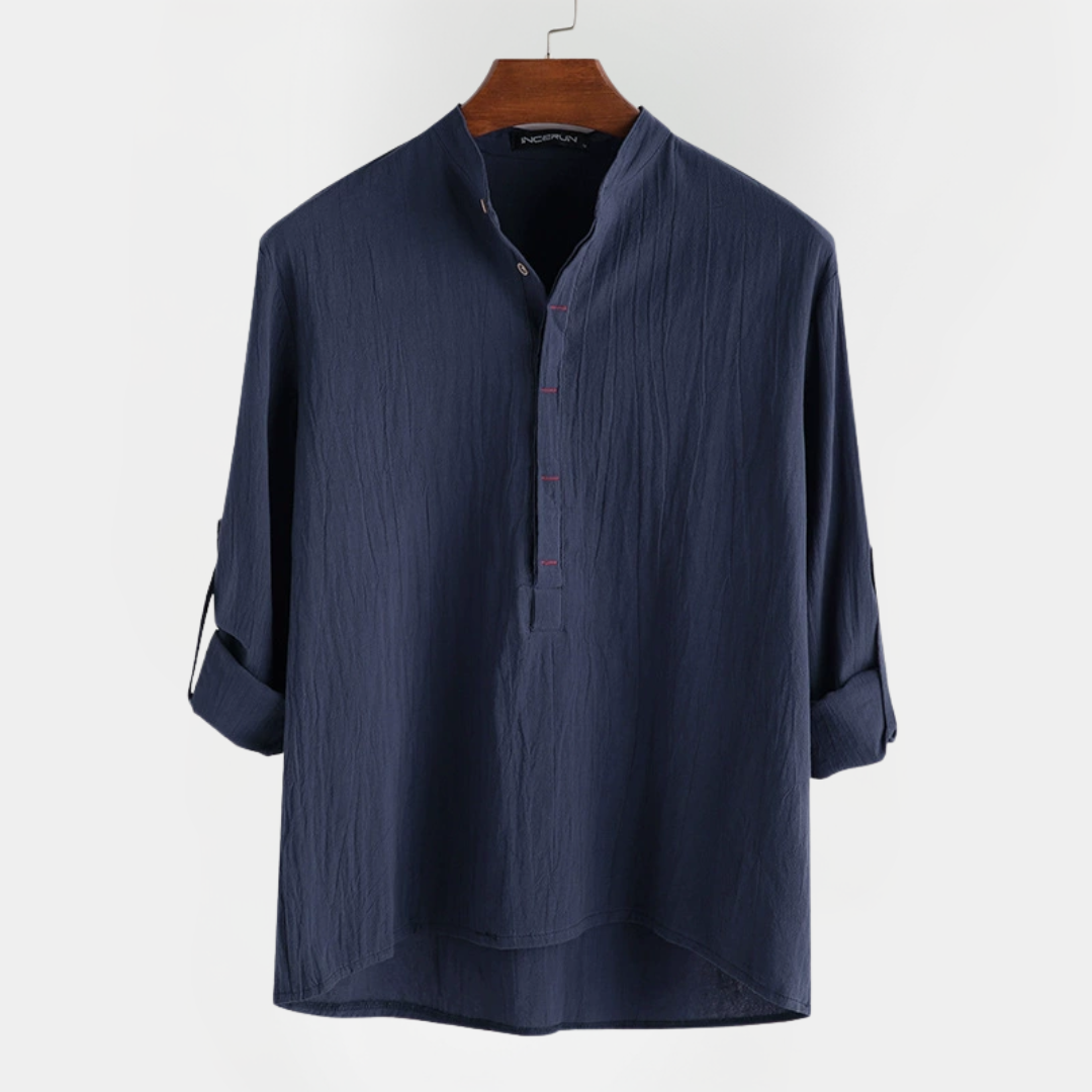 Harvey | Cotton Stand Collar Shirt