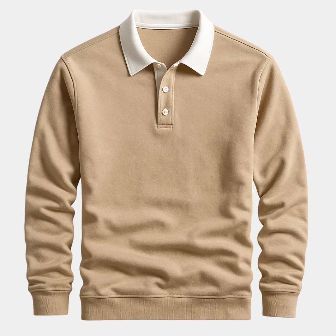 Elliot | Contrast Collar Long Sleeve Polo Shirt