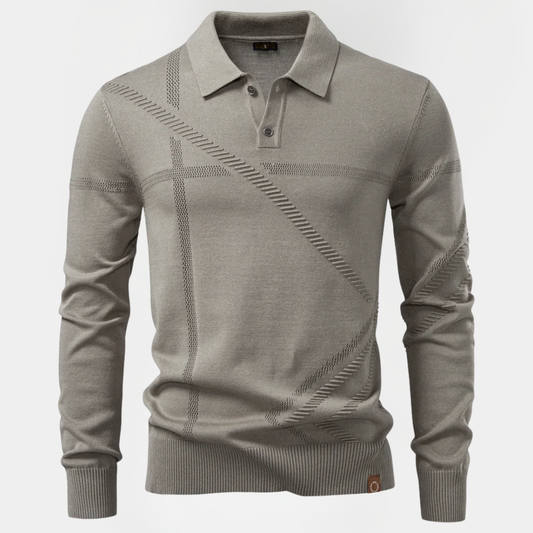 Xavier | Textured Long Sleeve Polo Shirt