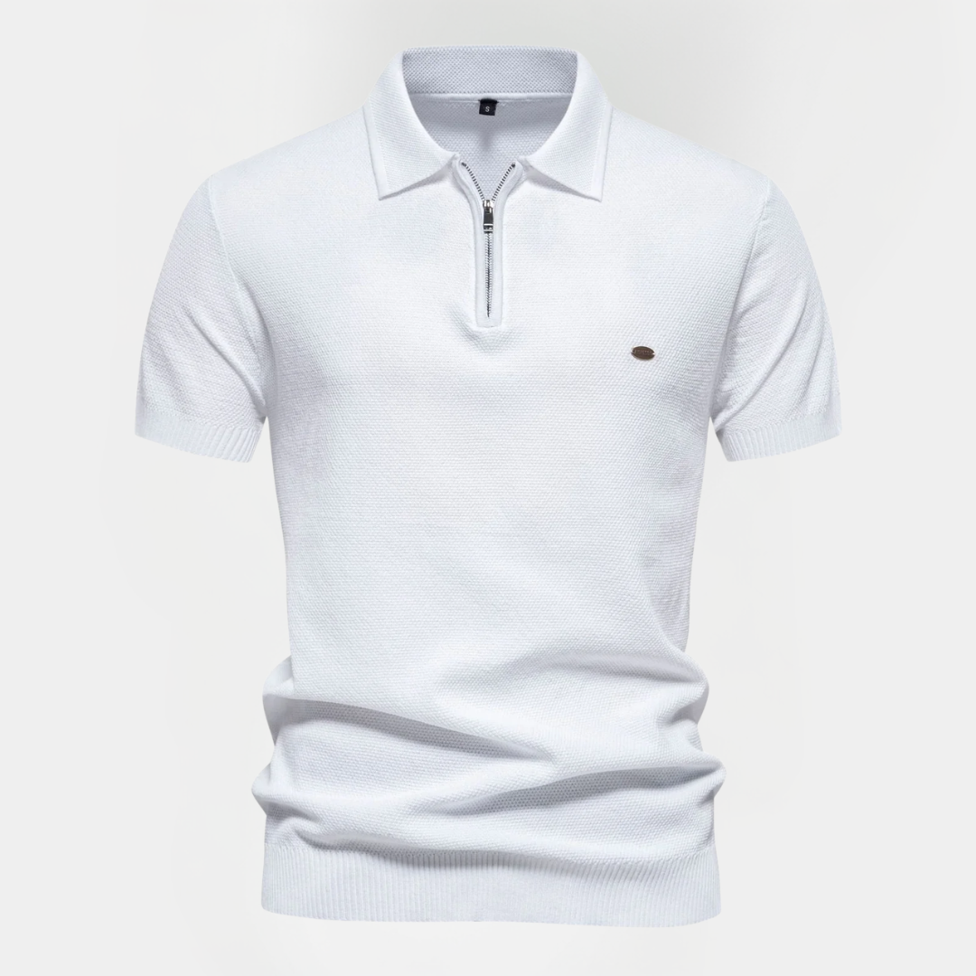 Wesley | Textured Zip Polo Shirt