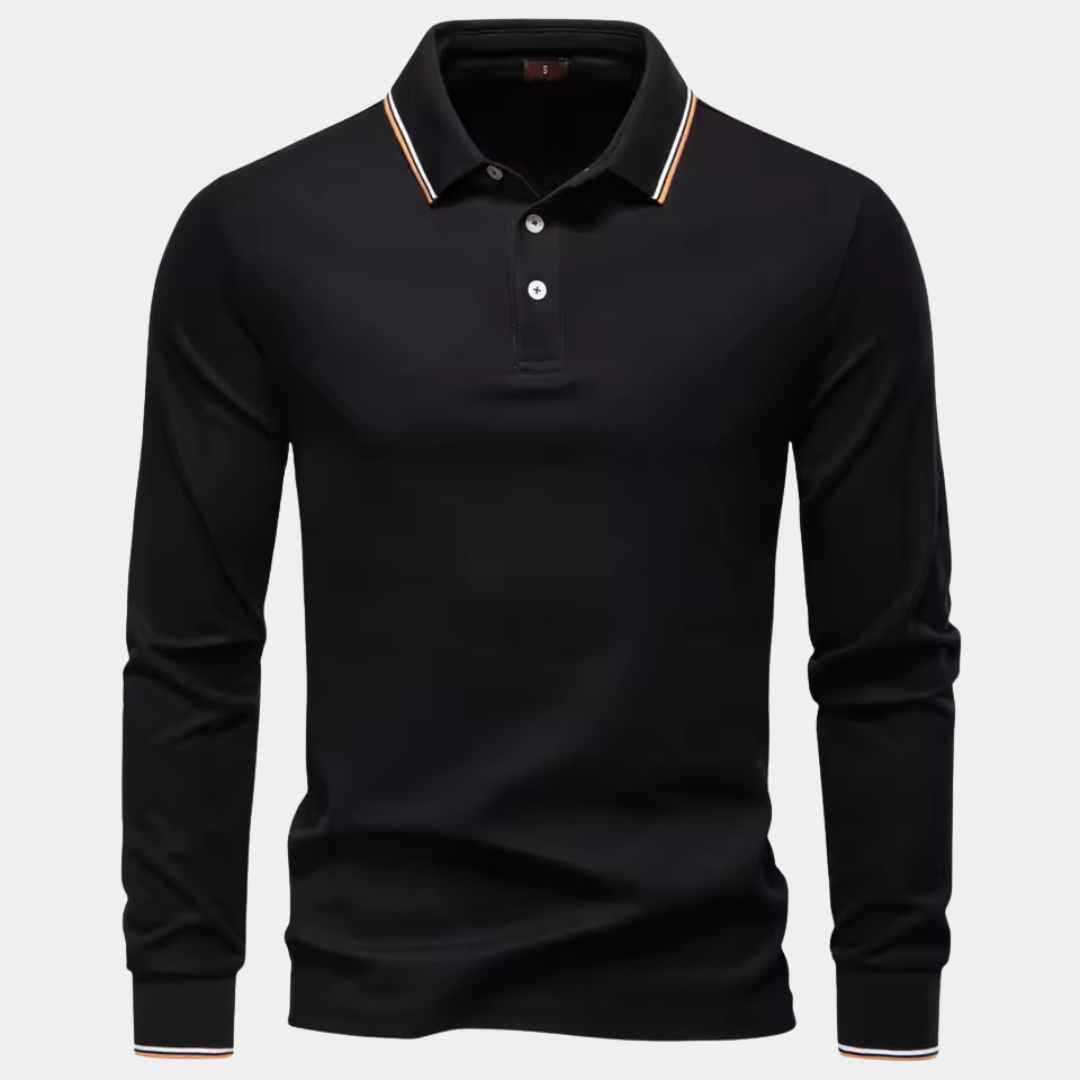 Carter | Tipped Collar Long Sleeve Polo Shirt