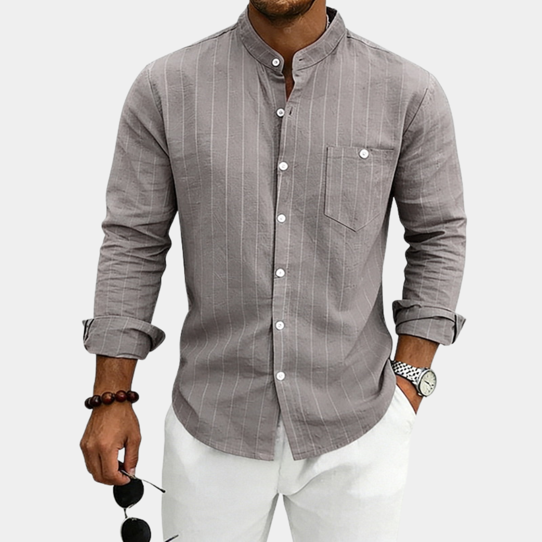 Oliver | Premium Linen Band Collar Shirt