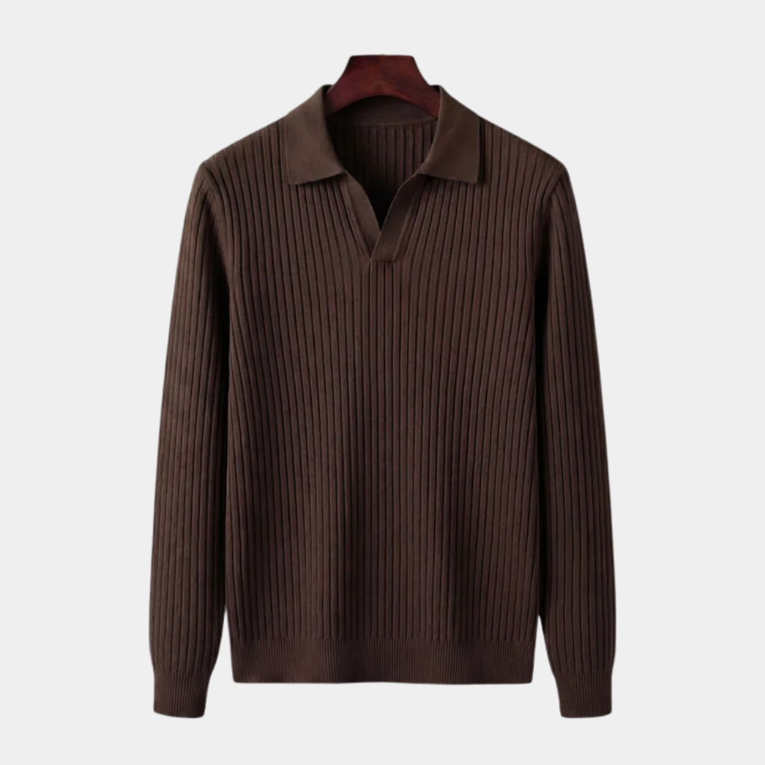 Luca | Ribbed Long Sleeve Polo Shirt