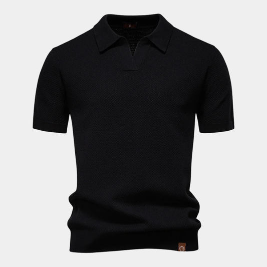 Ashton | Buttonless Textured Knit Polo Shirt