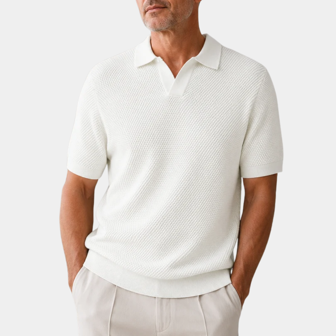 Caleb | Buttonless Textured Knit Polo Shirt