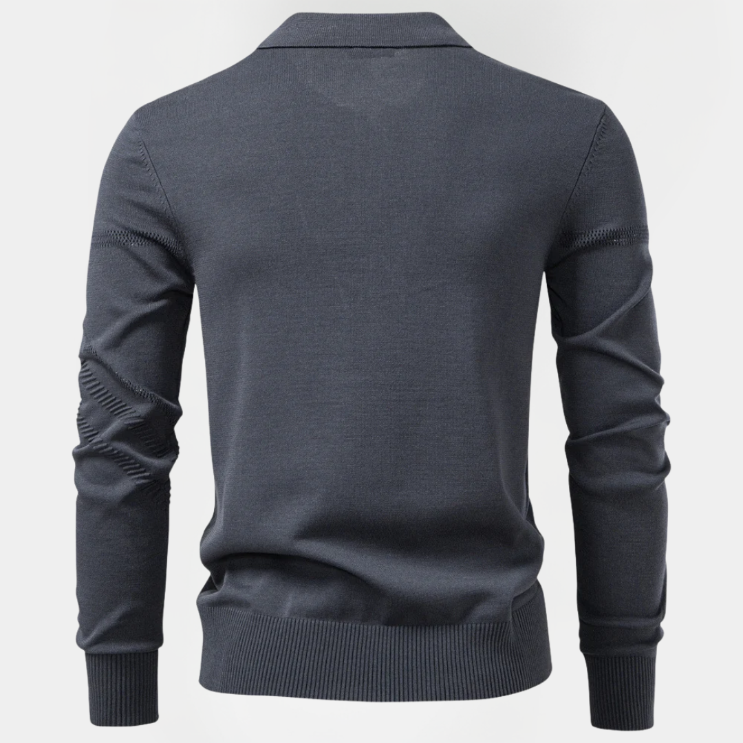 Xavier | Textured Long Sleeve Polo Shirt
