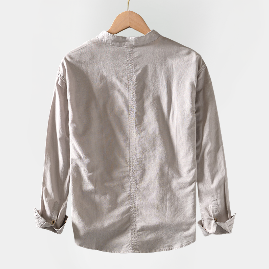 Silas | Cotton Linen Henley Shirt