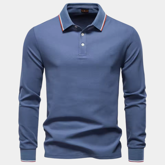 Carter | Tipped Collar Long Sleeve Polo Shirt