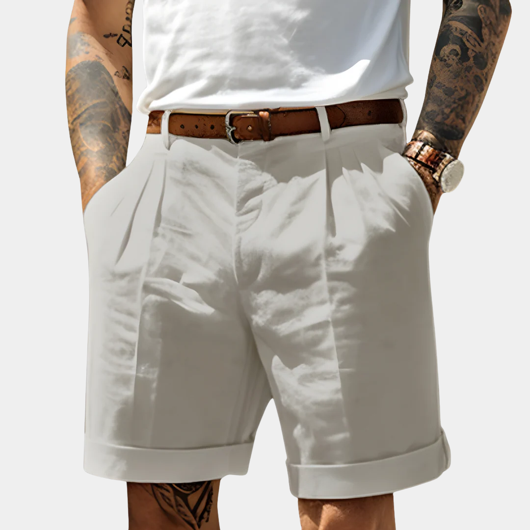 Cooper | Pleated Cotton Bermuda Shorts