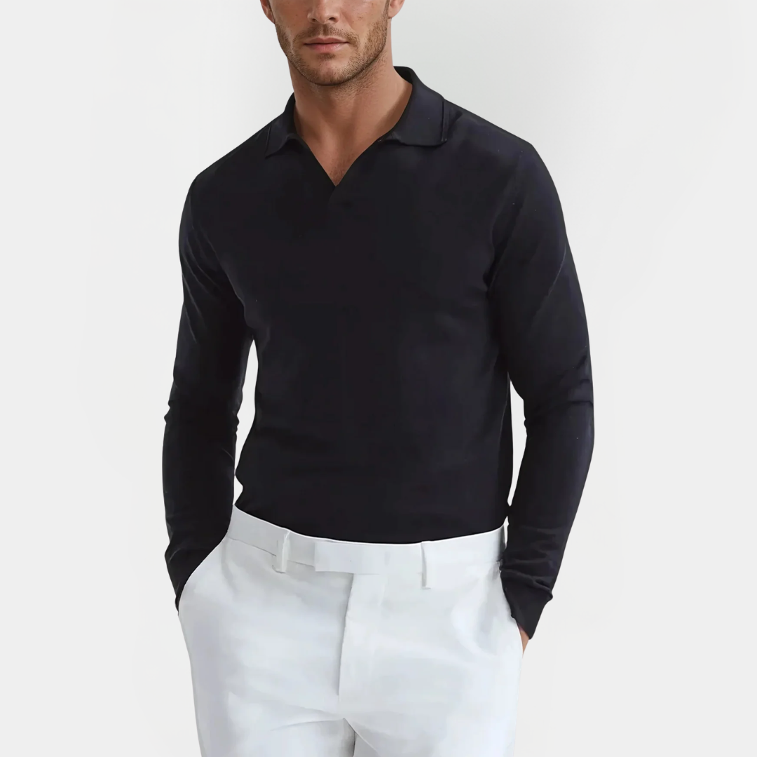 Silas | Open Collar Long Sleeve Polo
