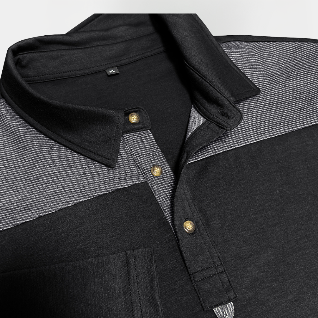 Tristan | Contrast Long Sleeve Polo Shirt
