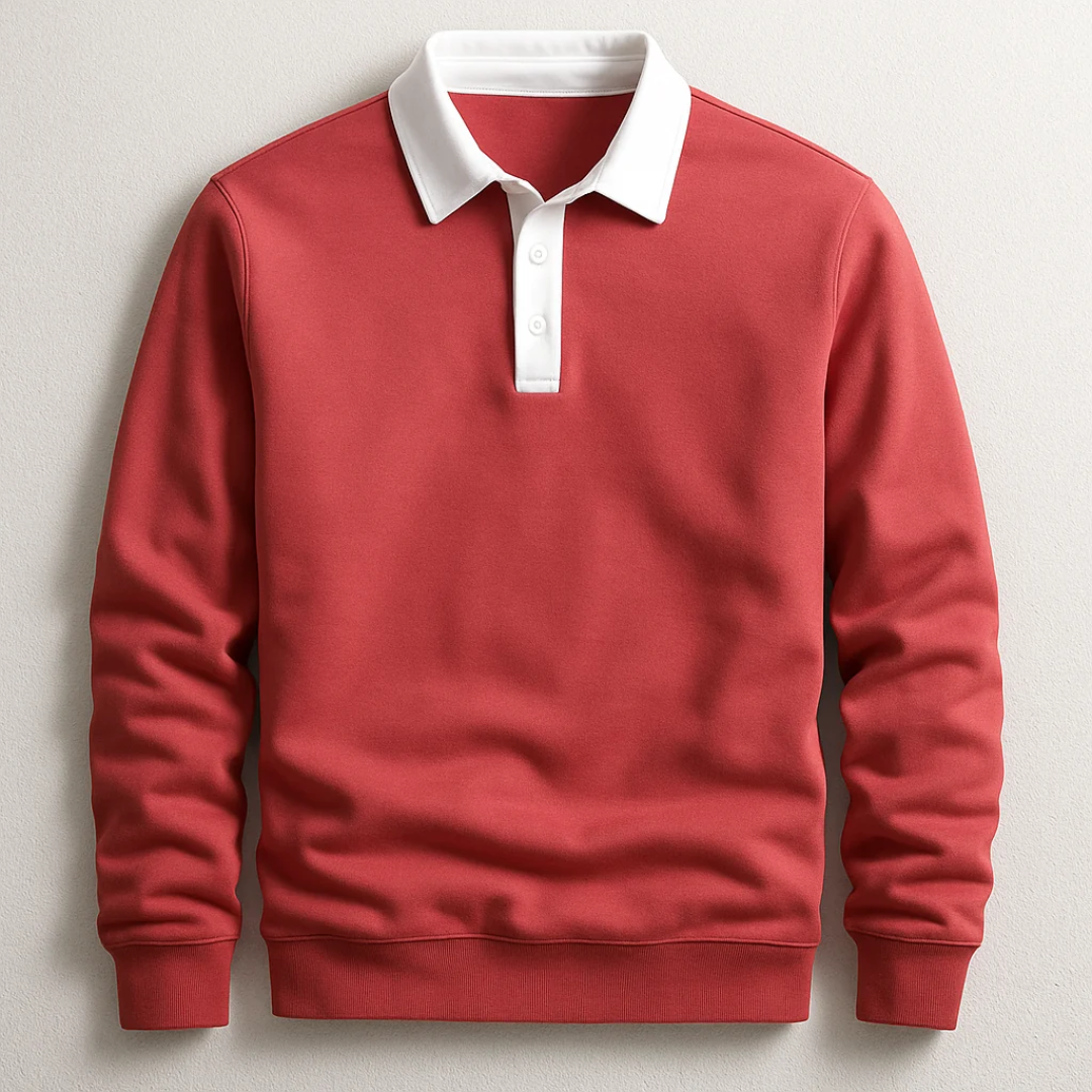 Elliot | Contrast Collar Long Sleeve Polo Shirt