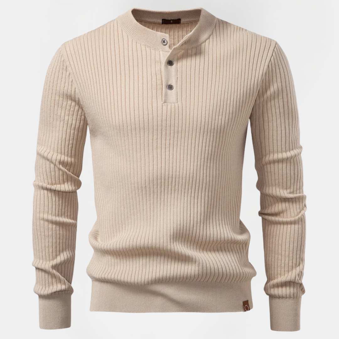 Landon | Ribbed Henley Sweater