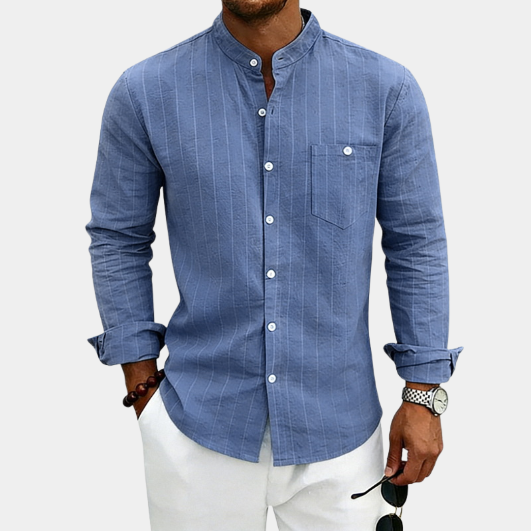 Oliver | Premium Linen Band Collar Shirt