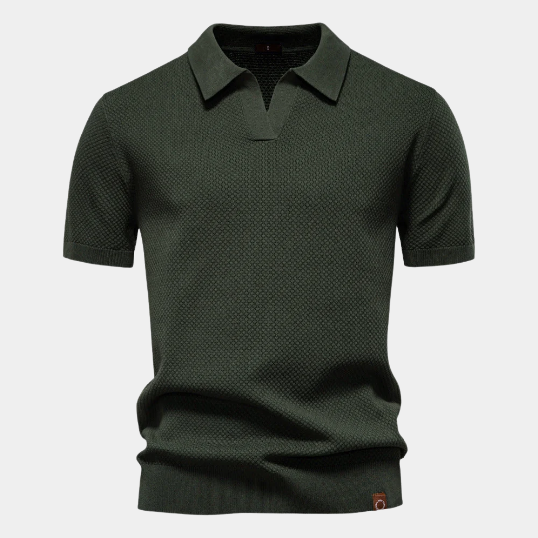 Ashton | Buttonless Textured Knit Polo Shirt