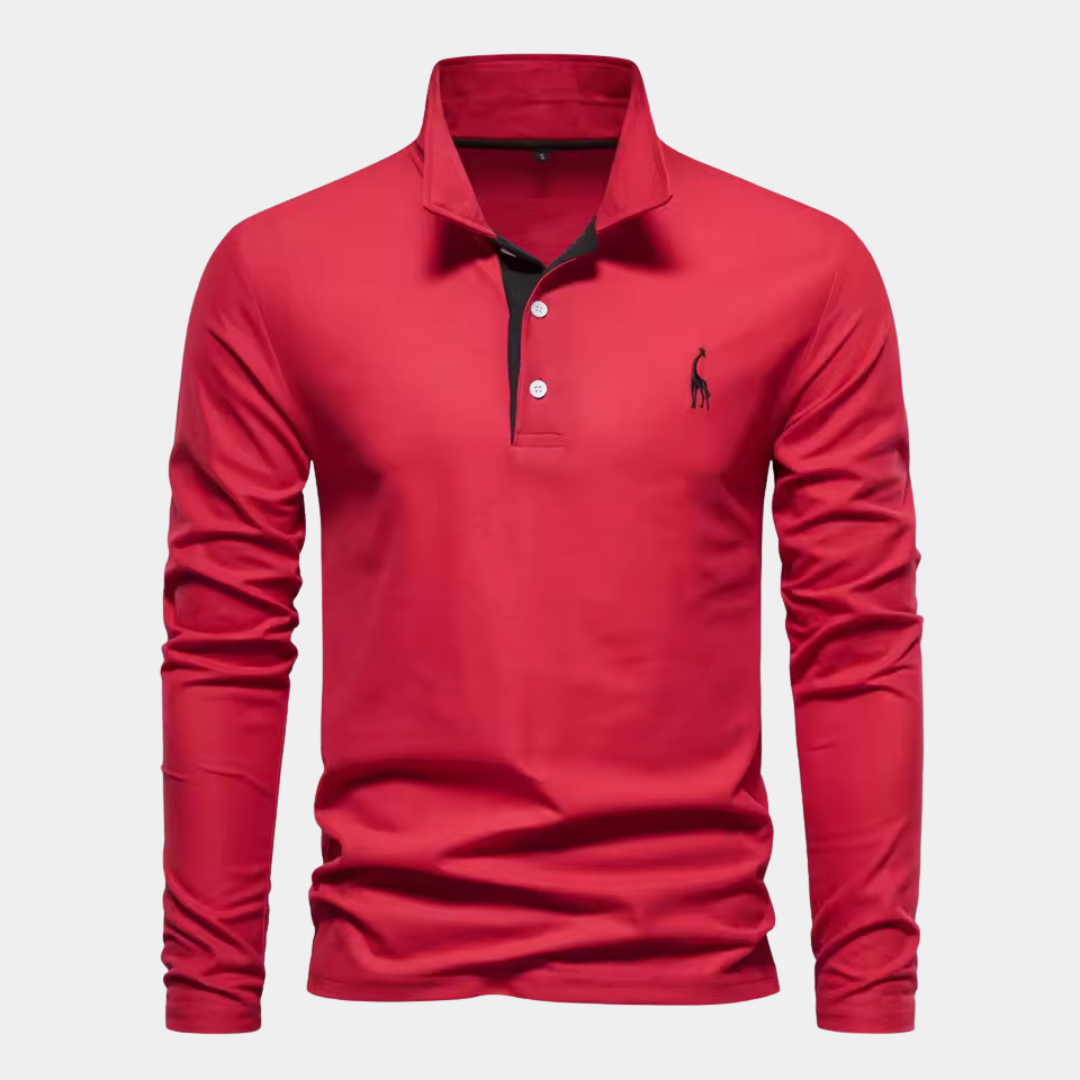 Blake | Contrast Trim Long Sleeve Polo Shirt
