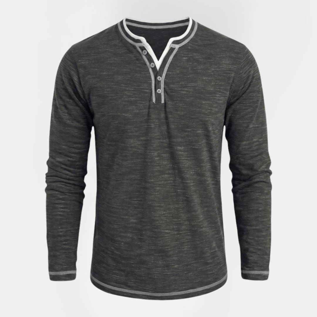 Adrian | Textured Long Sleeve Henley Shirt
