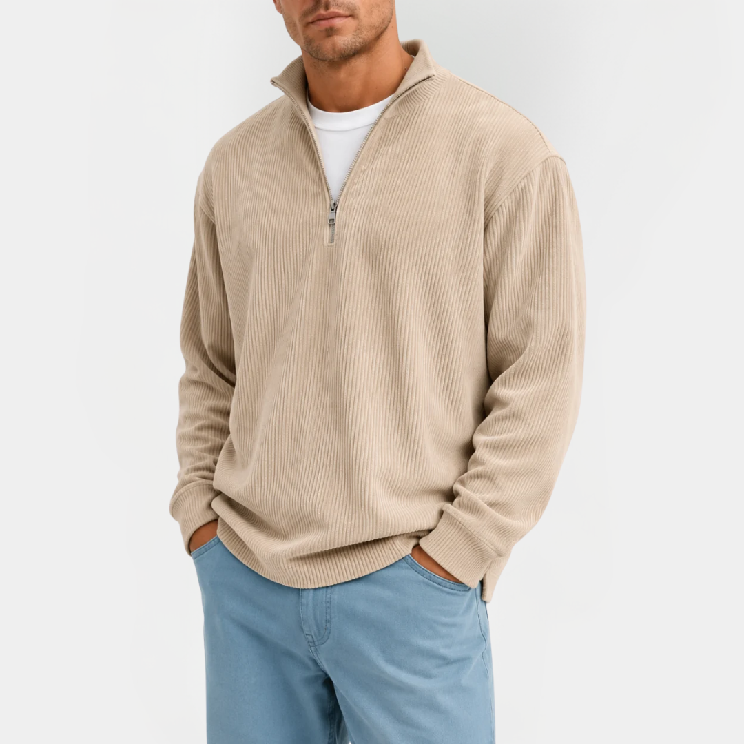 Quentin | Ribbed Quarter-Zip Sweater