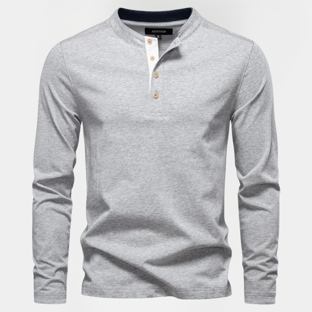 Gavin | Long Sleeve Cotton Henley Shirt