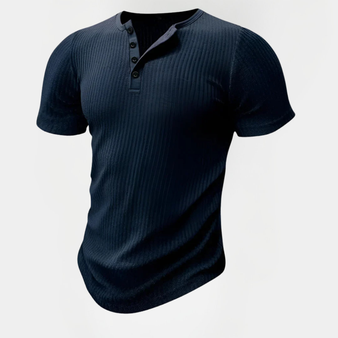 Kieran | Ribbed Henley T-Shirt