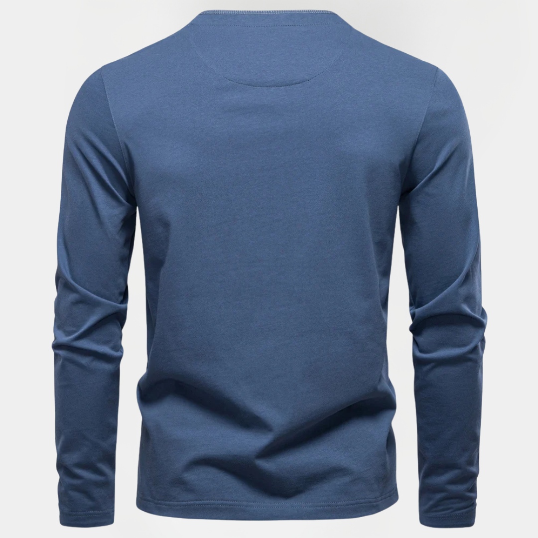 Gavin | Long Sleeve Cotton Henley Shirt