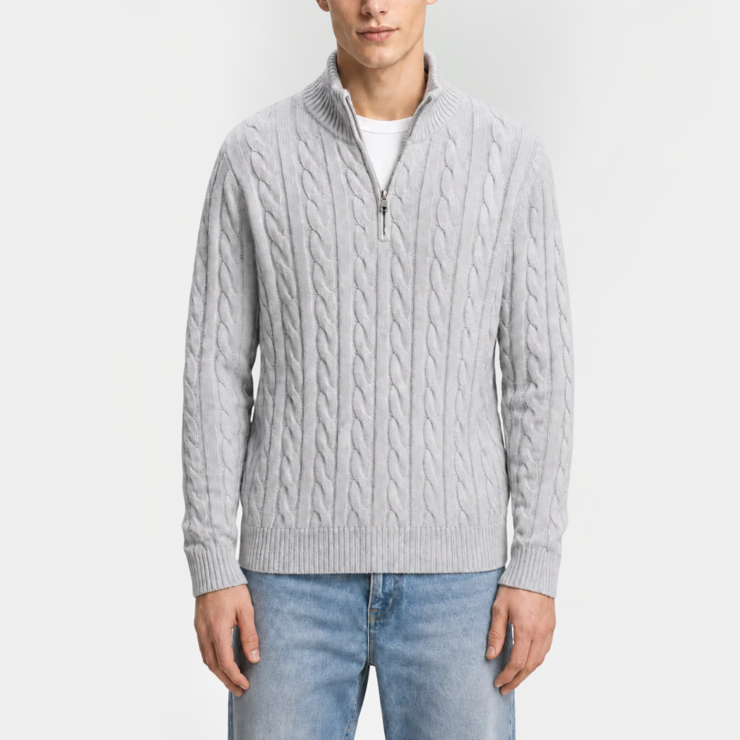 Alistair | Cable Knit Quarter-Zip Sweater