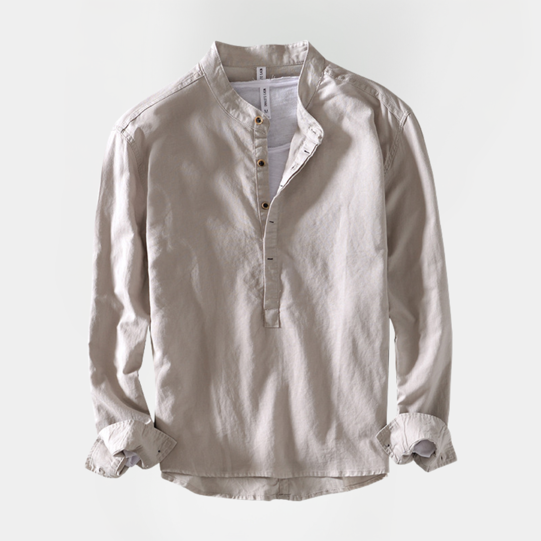 Silas | Cotton Linen Henley Shirt