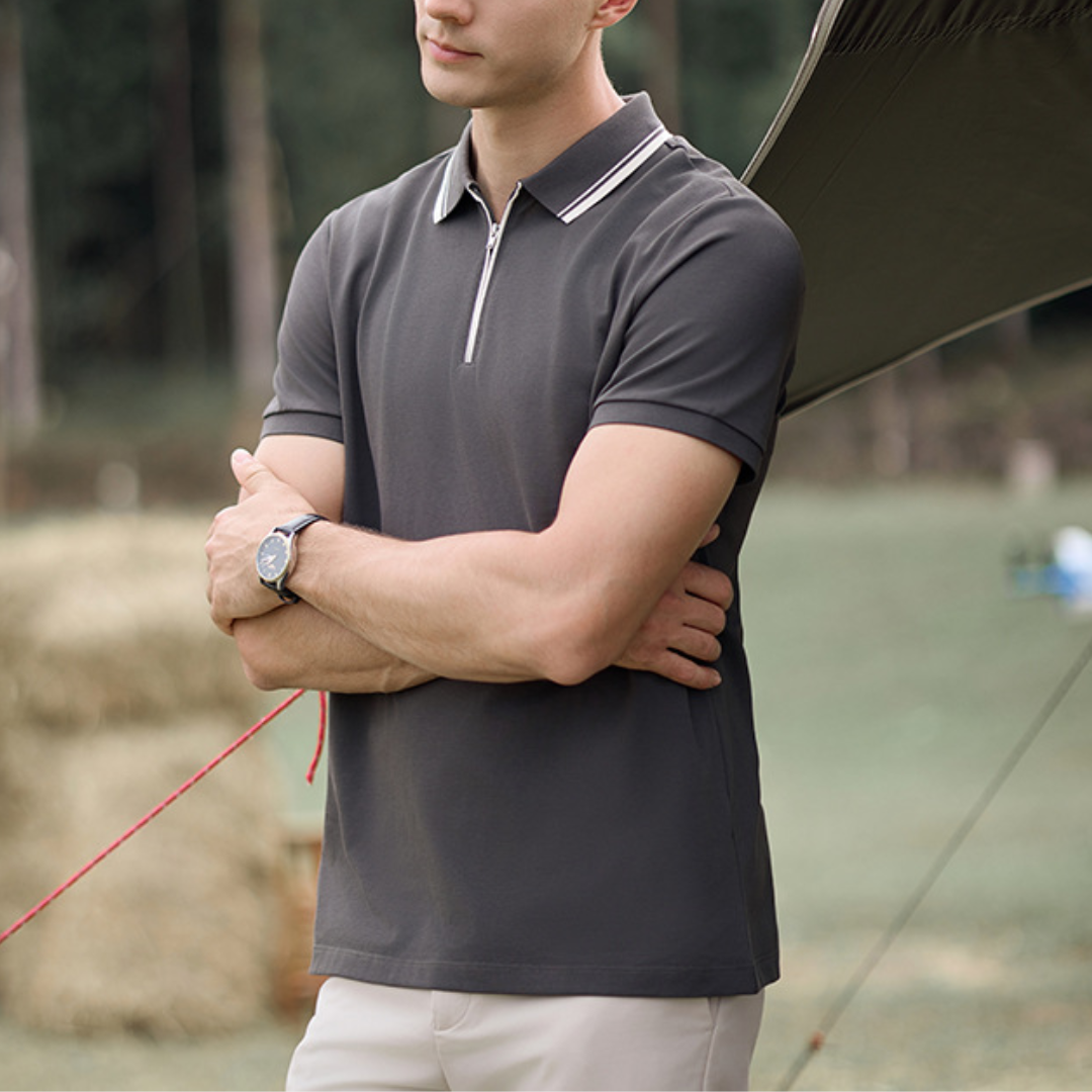 Kieran | Cotton Zip Polo Shirt