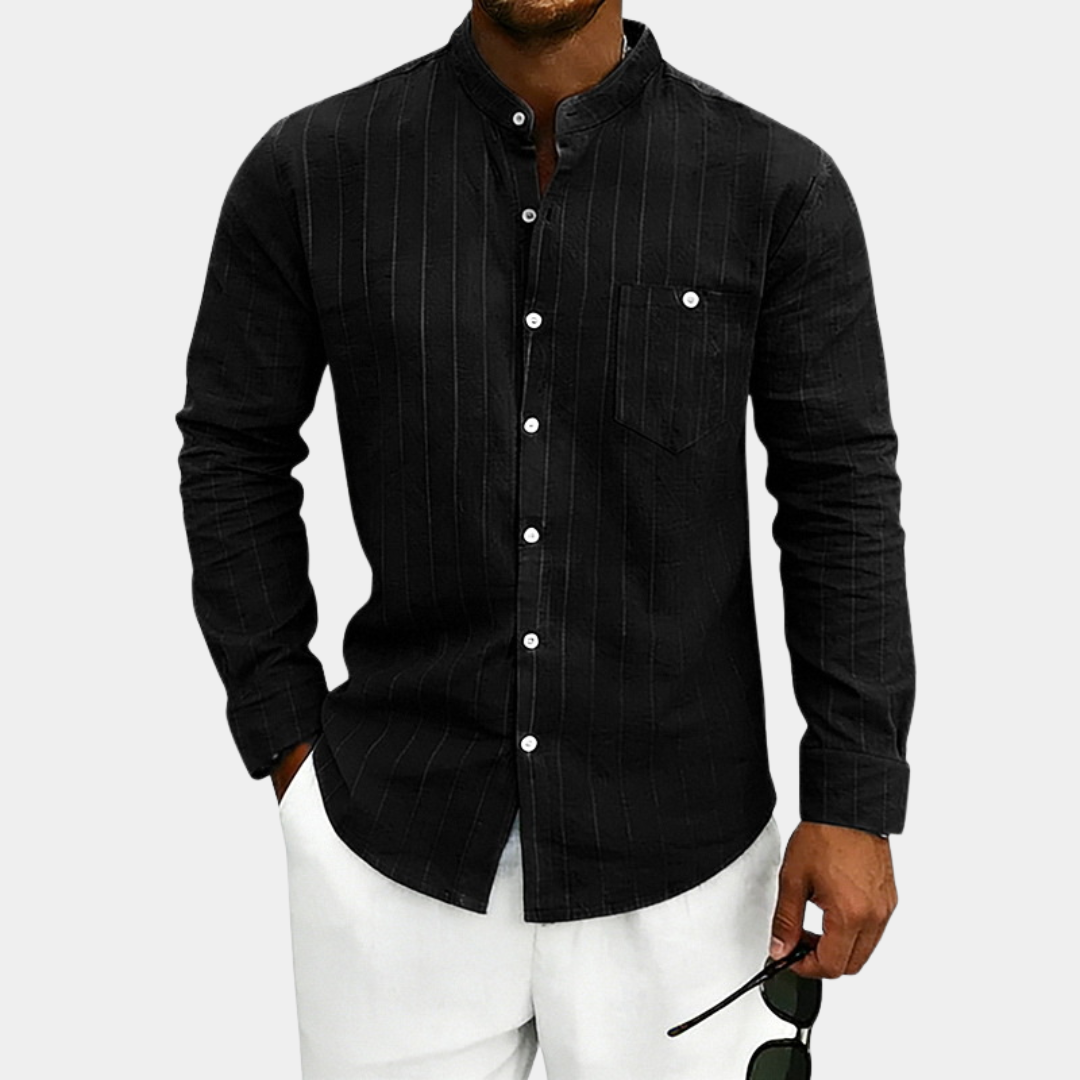 Oliver | Premium Linen Band Collar Shirt