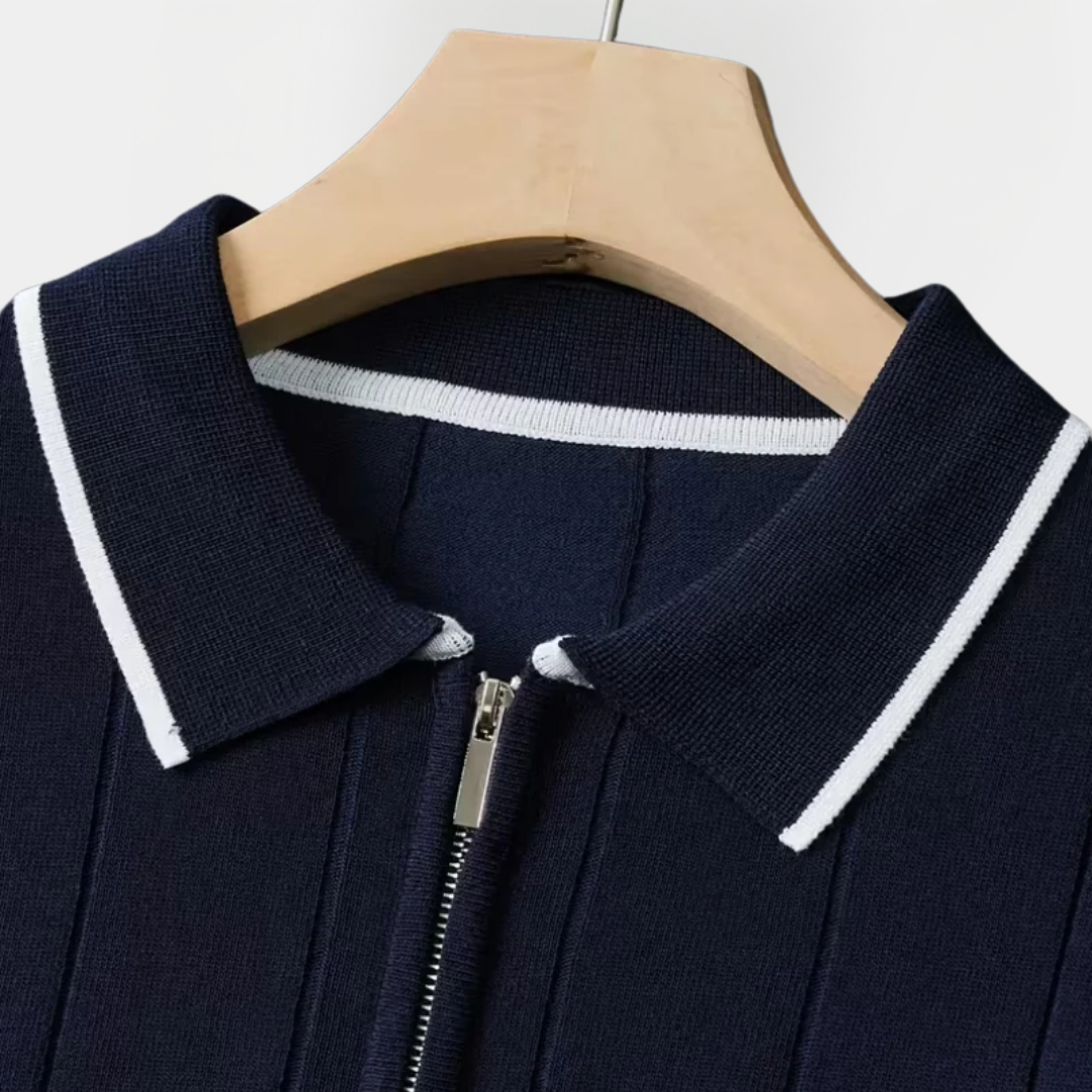 Sterling | Textured Zip Polo Shirt