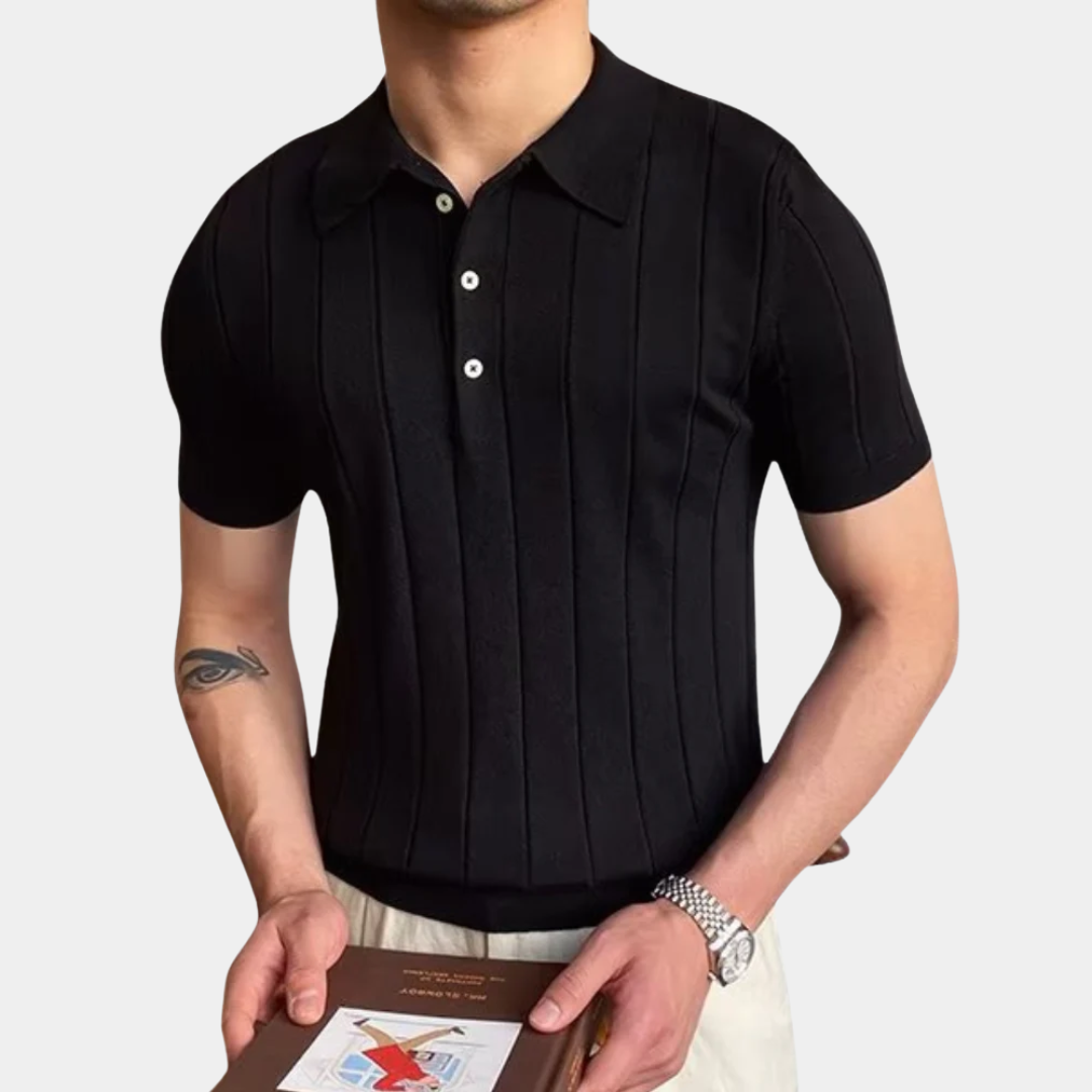 Brooks | Ribbed Knit Polo Shirt
