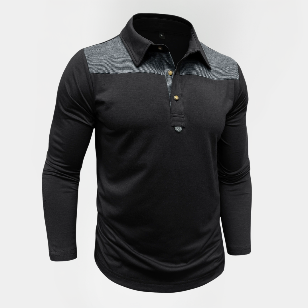 Tristan | Contrast Long Sleeve Polo Shirt
