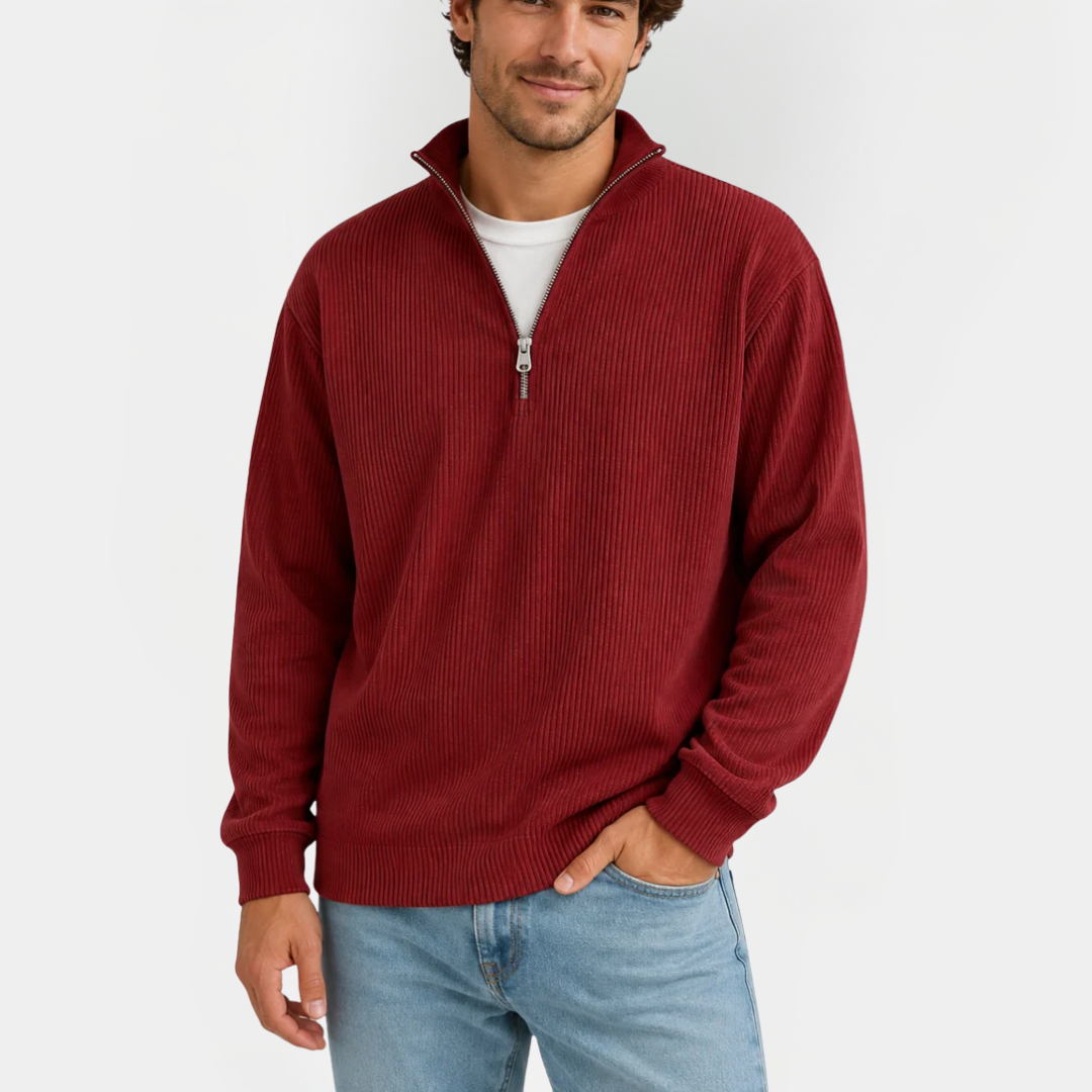 Quentin | Ribbed Quarter-Zip Sweater