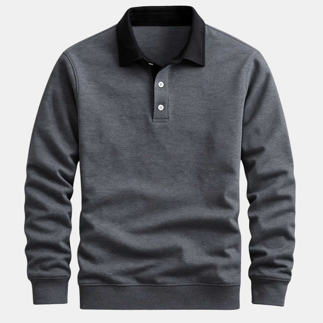 Elliot | Contrast Collar Long Sleeve Polo Shirt