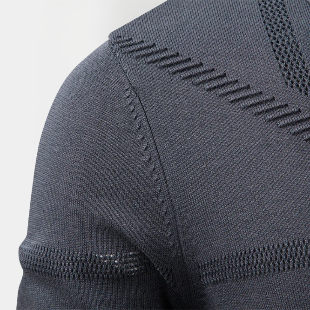 Xavier | Textured Long Sleeve Polo Shirt