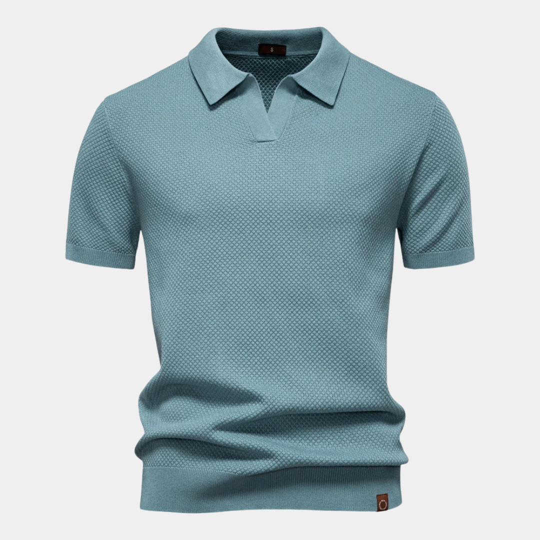 Ashton | Buttonless Textured Knit Polo Shirt