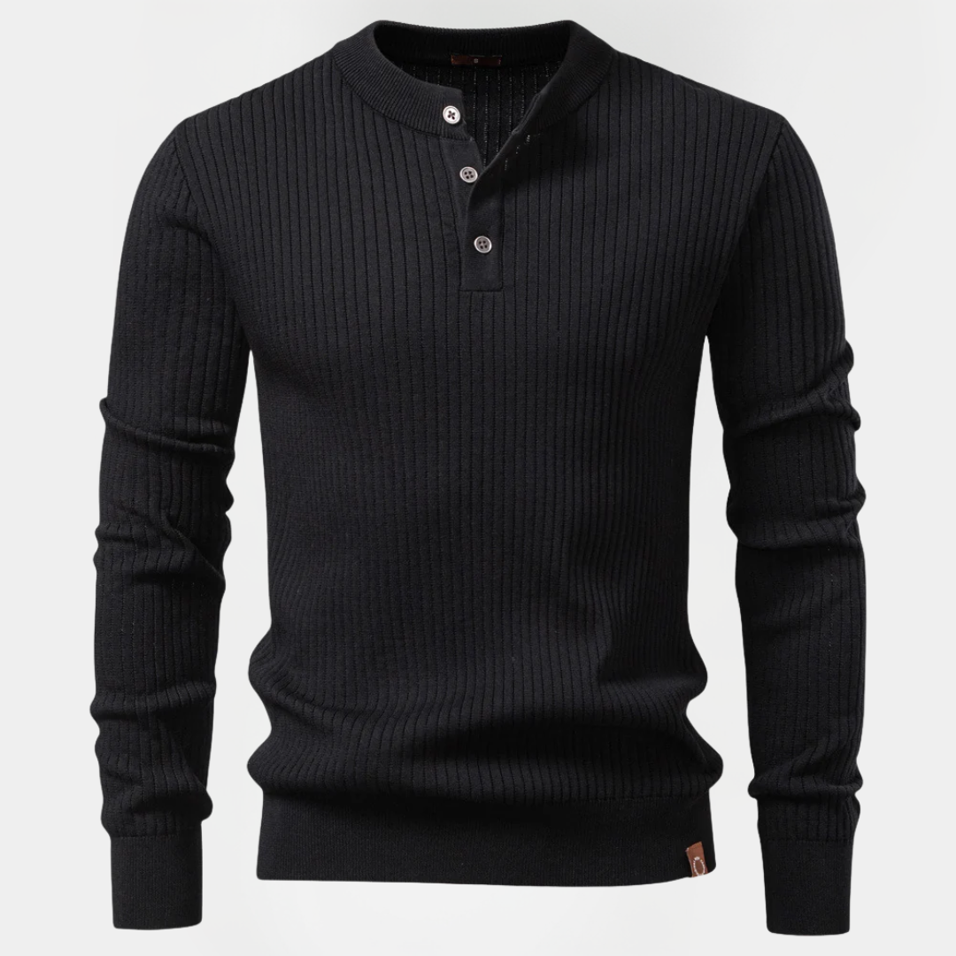 Landon | Ribbed Henley Sweater