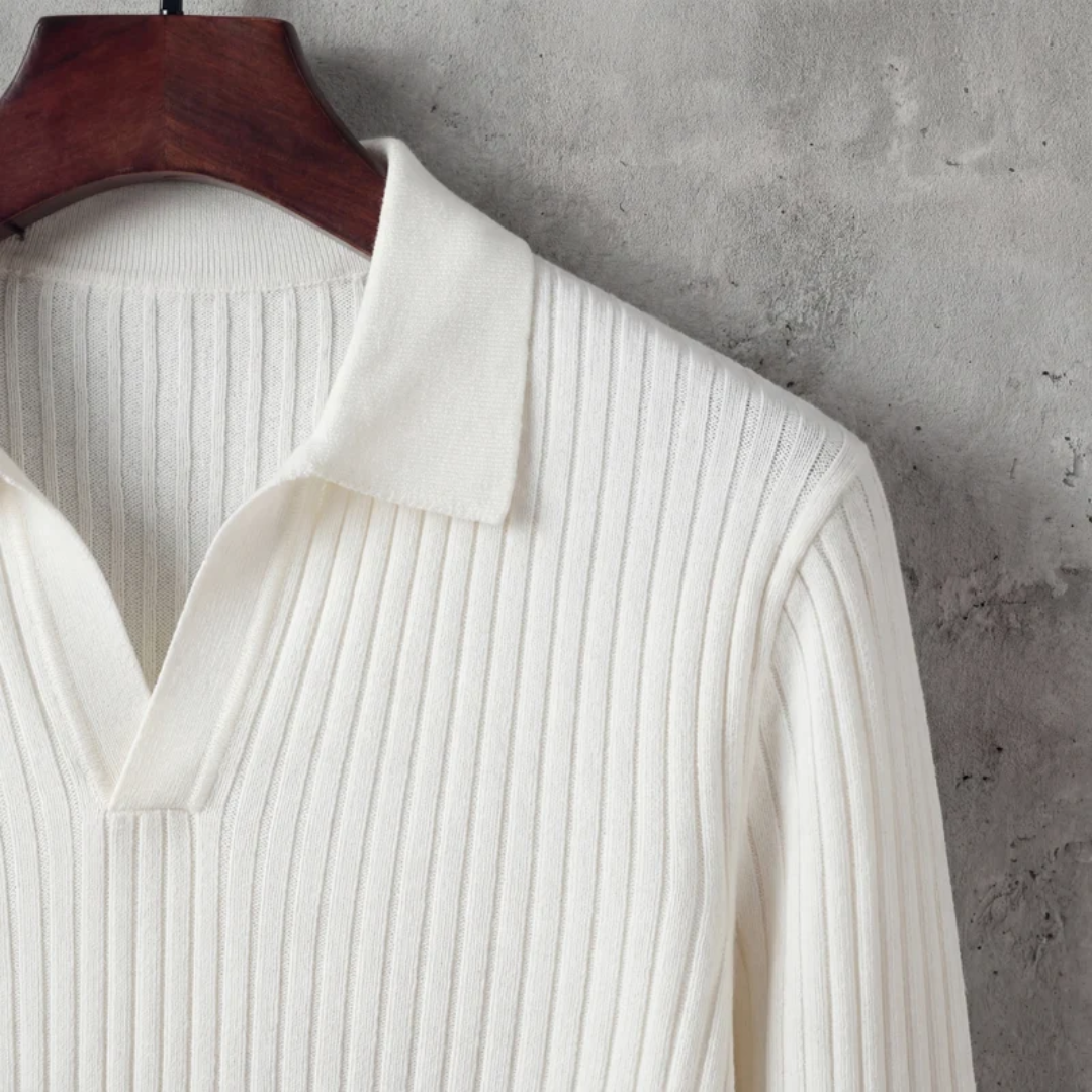 Luca | Ribbed Long Sleeve Polo Shirt