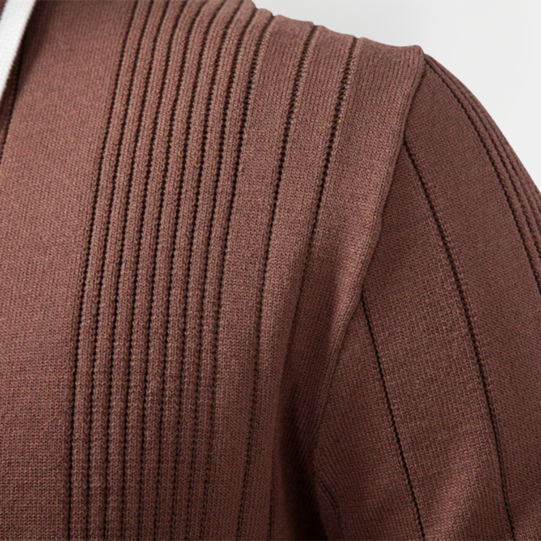 Nathan | Ribbed Long Sleeve Polo Shirt