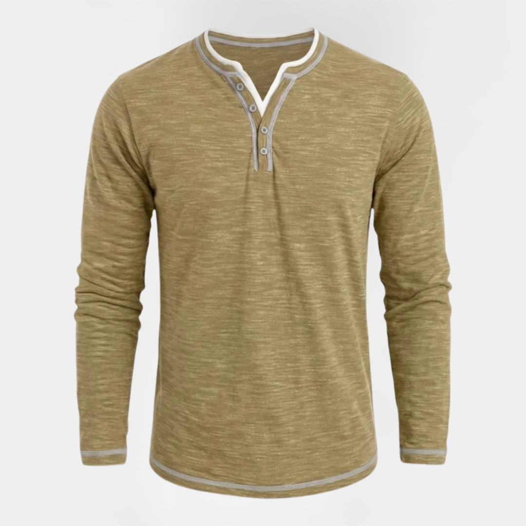 Adrian | Textured Long Sleeve Henley Shirt