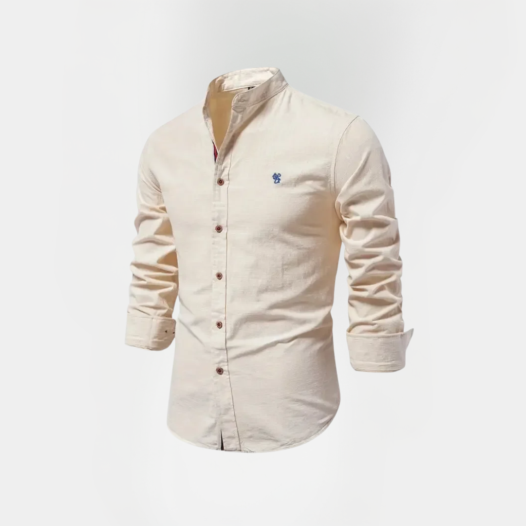 Benson | Cotton Stand Collar Long Sleeve Shirt