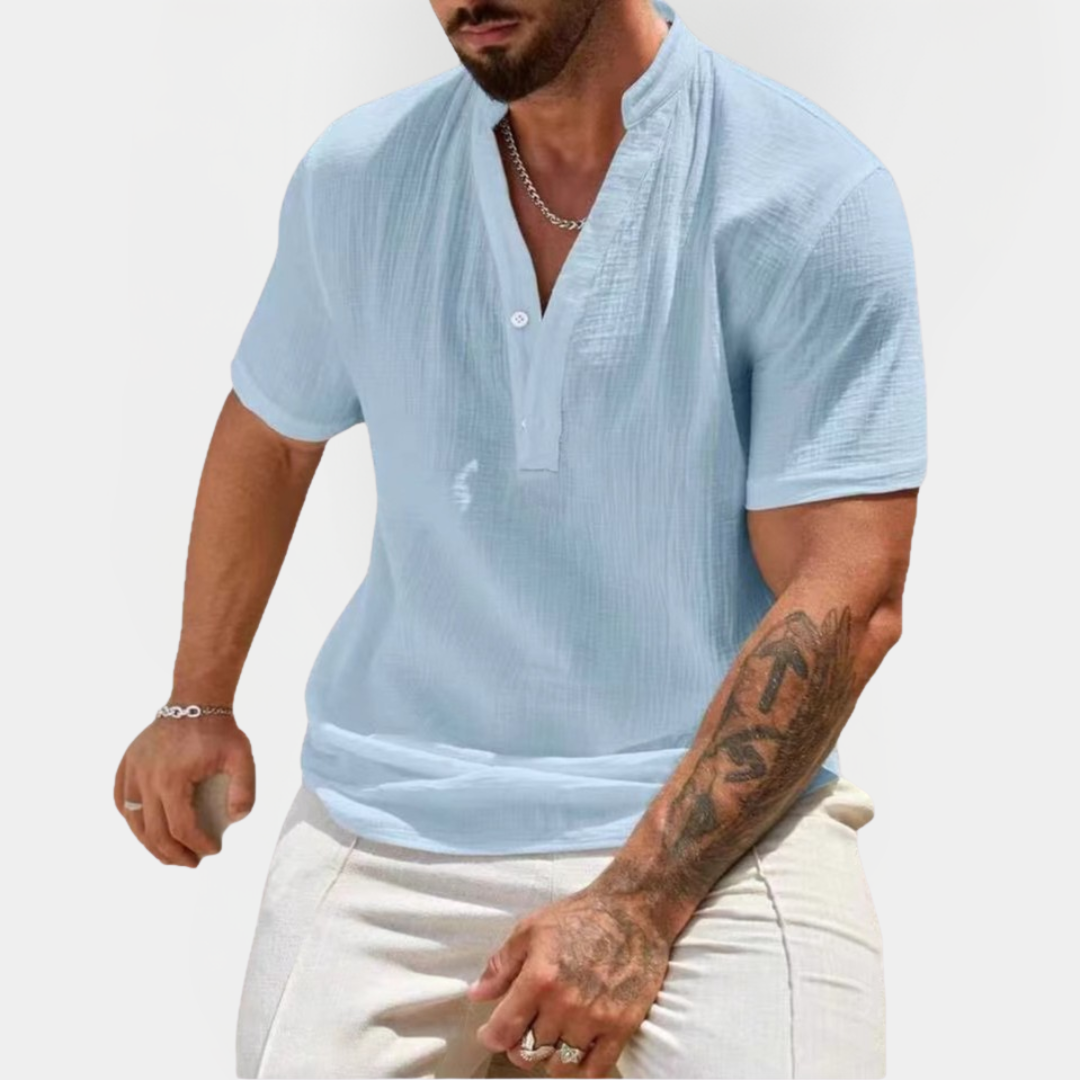 Flynn | Linen Blend Henley Shirt