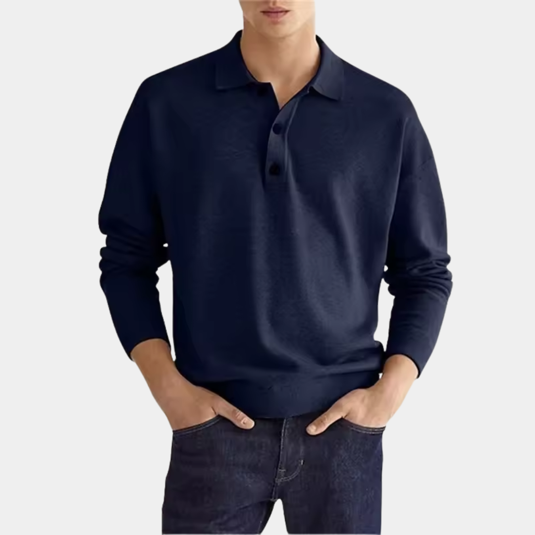 Cameron | Relaxed Fit Long Sleeve Polo Shirt
