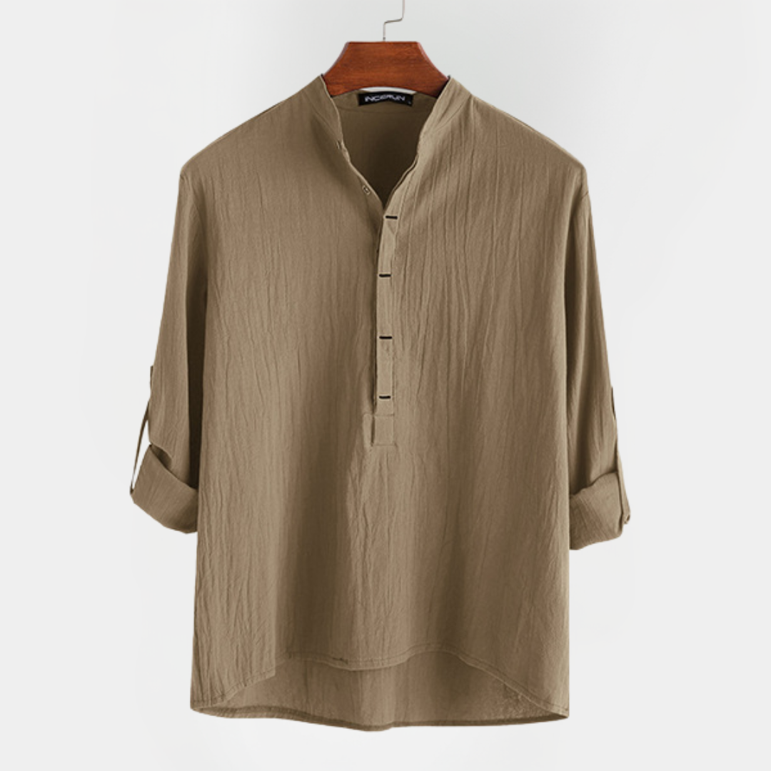Harvey | Cotton Stand Collar Shirt