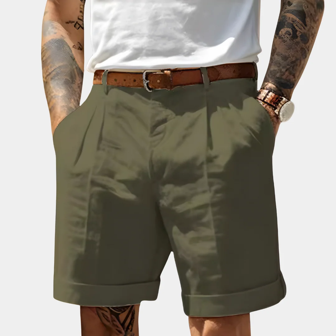 Cooper | Pleated Cotton Bermuda Shorts
