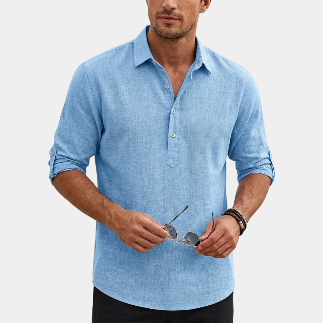 Connor | Linen Blend Henley Shirt