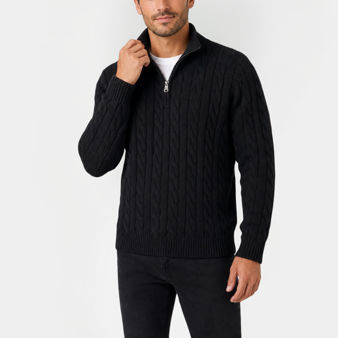 Alistair | Cable Knit Quarter-Zip Sweater