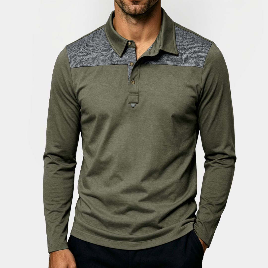 Tristan | Contrast Long Sleeve Polo Shirt