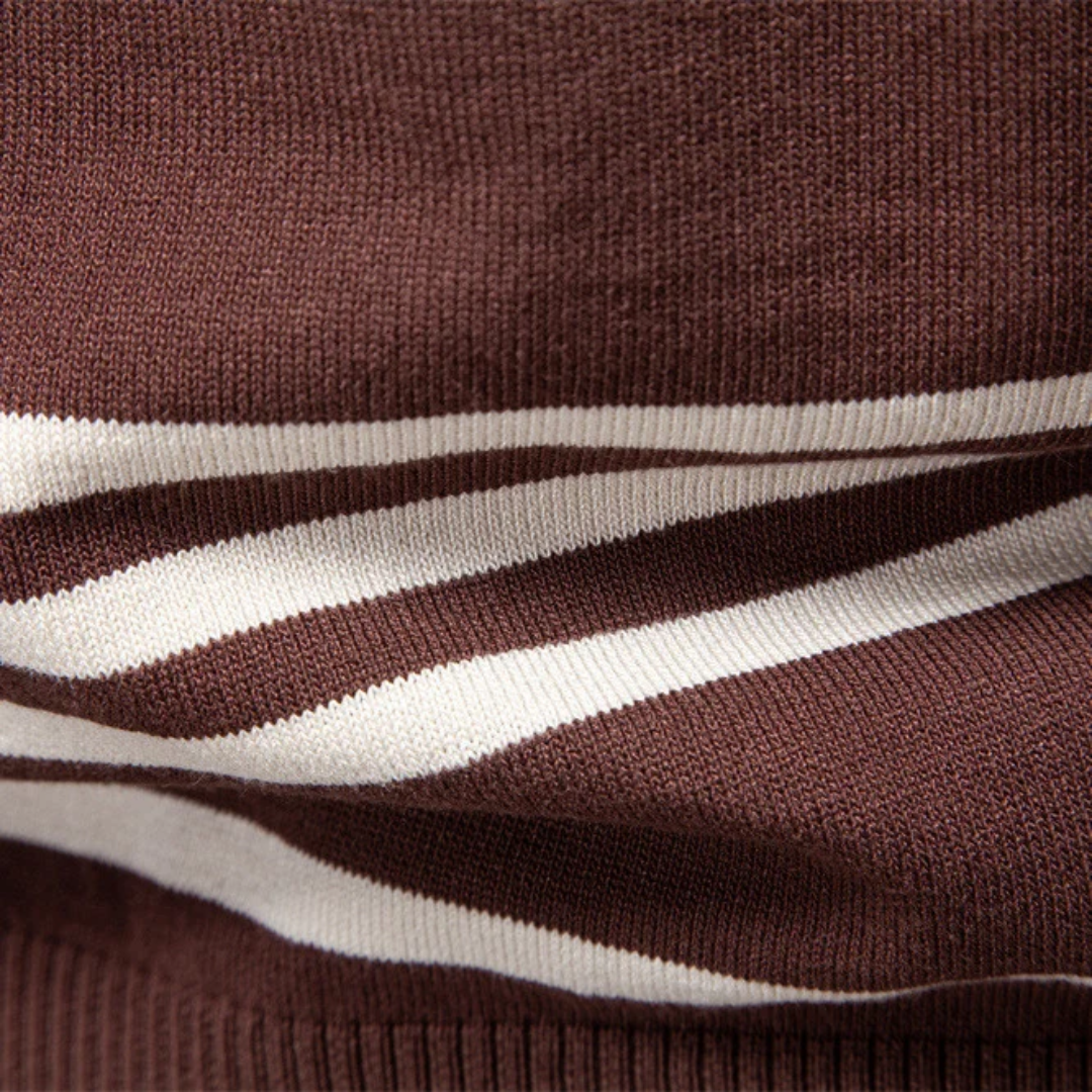 Nathan | Ribbed Long Sleeve Polo Shirt